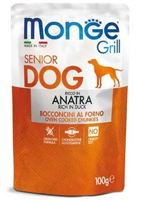 MONGE GRILL SENIOR vrecko kačacie pre staršie psy 100 g